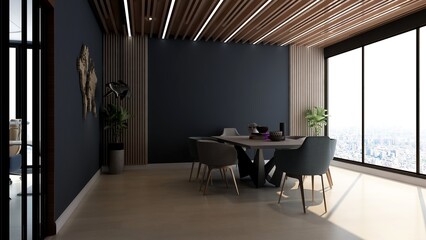 3d modern office meeting room for company wall logo mockup