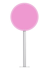 Blank Pink Road or Street Sign, Isolated on White. Can be used as a Text Frame.