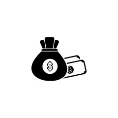 Coin Bag and Dollar. Marketing icon. advertisement Business and Finance vector icon.