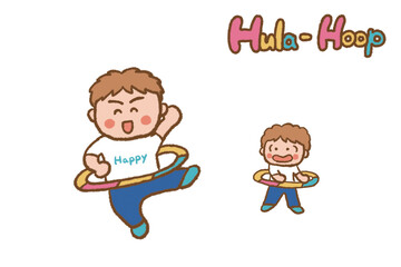 Energetic parents and children enjoying hula hooping