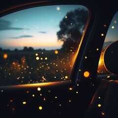 Glowing fireflies outside the window at dusk – The soft glow o