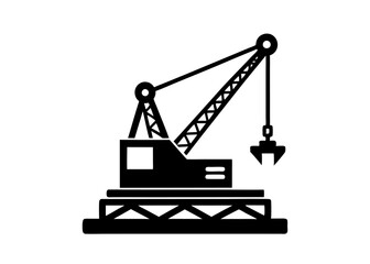 Crane Silhouette on a white background.