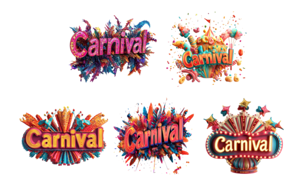 Pack PNG collage with bold typography that says Carnival set against a transparent background