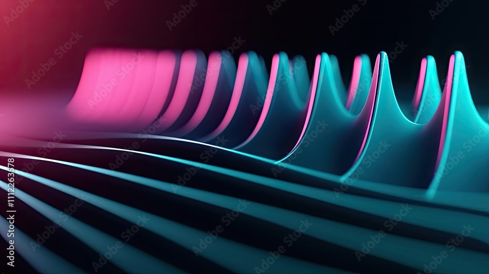 Aufkleber abstract wave patterns in vibrant colors on a dark background.