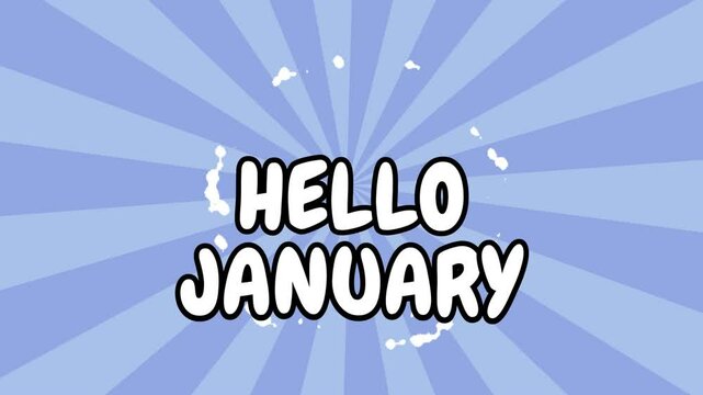 Hello january elegant animation video card template in playful for new year and seasonal greetings