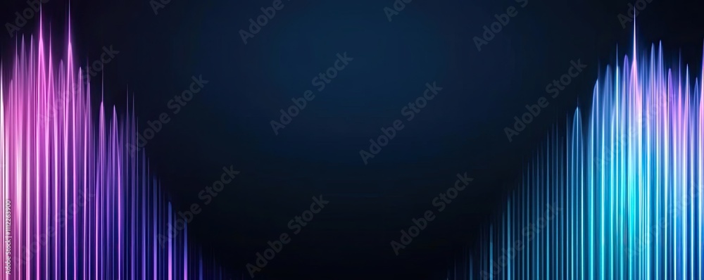 Poster colorful sound wave pattern on a dark background, dynamic and vibrant visual.