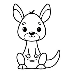 Cartoon kangaroo coloring page illustration