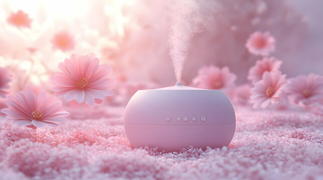 Floating Essential Oil Diffuser with Flowers Symbolizing Aromatherapy Wellness