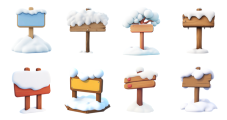 Pack PNG cartoon style with blank space for custom text or graphics set against transparent background