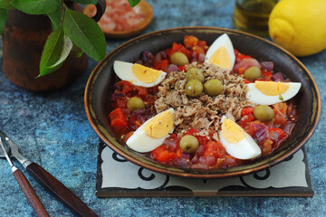 A traditional dish of Tunisian cuisine - Mechouia salad