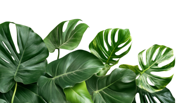 Large green palm leaf transparent background