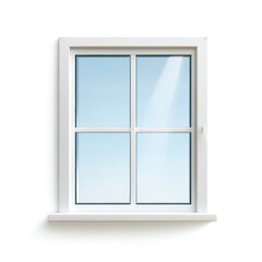 A simple, modern window with a white frame, showcasing a clear blue sky, bringing a sense of openness and light.
