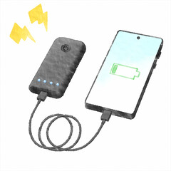 デジタル水彩画＿スマホとモバイル充電器
