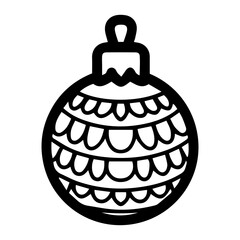 Holiday ornament vector illustration in black and white, isolated against a clean white background. Perfect for festive design projects, decorations, or seasonal themes in minimalist styles