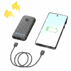 デジタル水彩画＿スマホとモバイル充電器（コード別）