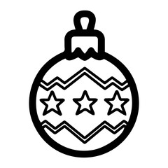 Holiday ornament vector illustration in black and white, isolated against a clean white background. Perfect for festive design projects, decorations, or seasonal themes in minimalist styles