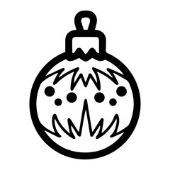 Holiday ornament vector illustration in black and white, isolated against a clean white background. Perfect for festive design projects, decorations, or seasonal themes in minimalist styles