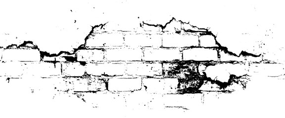 Vector damage bricks wall grunge texture with distressed of old brickwork.
