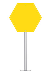 Blank Yellow Road or Street Sign, Isolated on white. Can be used as a Text Frame.
