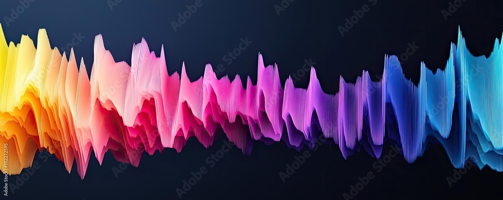 Aufkleber Colorful waveforms representing sound frequencies on a dark background.