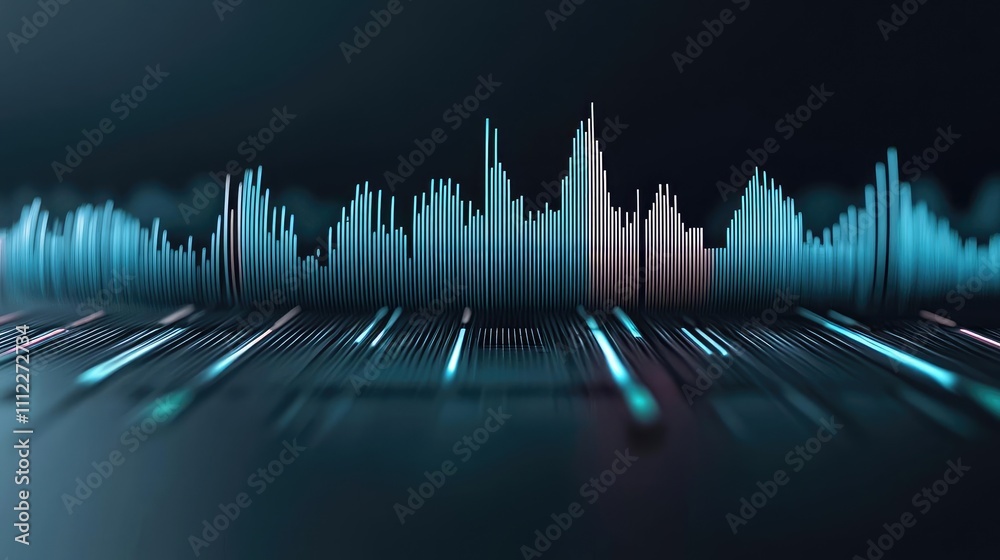 Poster abstract sound wave visualization on a dark background, suitable for digital media.