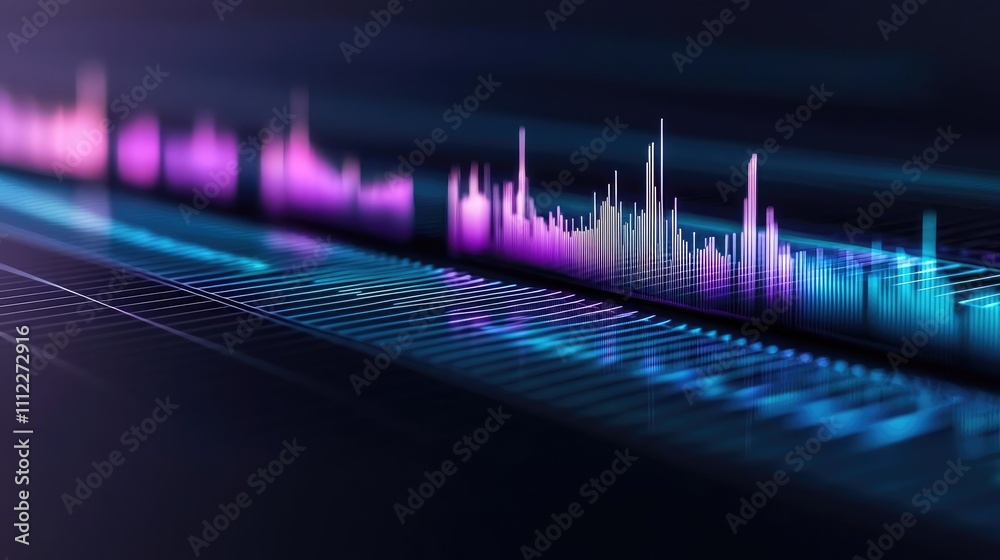 Poster Abstract audio waveform visualization in vibrant colors on dark background.