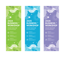 Set of business banner design templates in modern, abstract pattern style for seminar, conference, workshop, event and presentations. Layout design template for banner, flyer, brochure, panel etc.