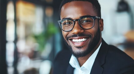Fototapeta premium Stylish worker smiling. Creative office meeting portrait