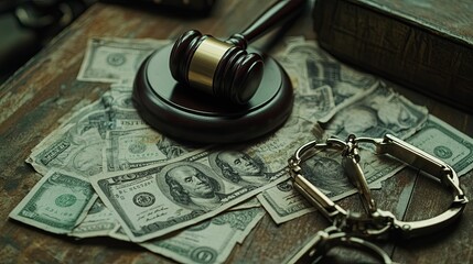 Gavel Money Handcuffs Judicial Corruption