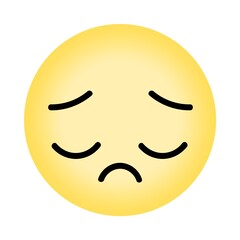 Fototapeta premium Sad Face Emoji Vector Icon, Sad, Yellow Face with Cartoon Style, Often Expresses Feelings of Regret.