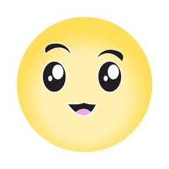 Smiling face emoji vector icon with heart-shaped eyes. Yellow face with open smile, sometimes showing teeth and bright cartoon eyes. Often conveys an enthusiastic feeling of love.