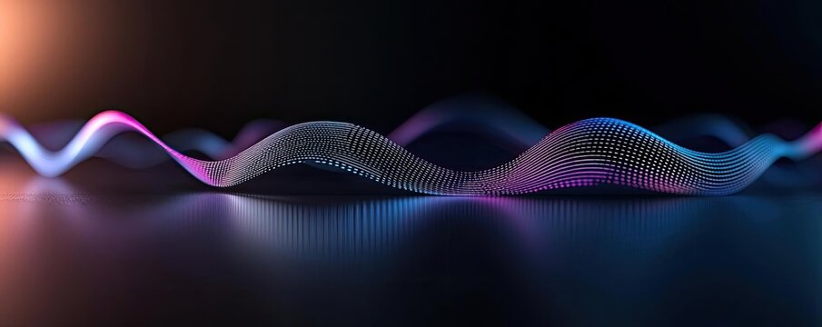Colorful sound waves displayed against a dark background.