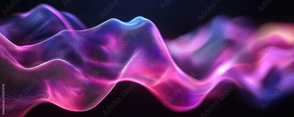 Poster abstract colorful wave pattern on a dark background.