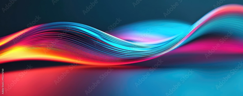 Poster Colorful wave pattern with smooth gradients on a dark background.