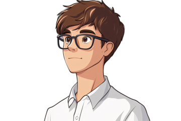 a cartoon of a man wearing glasses
