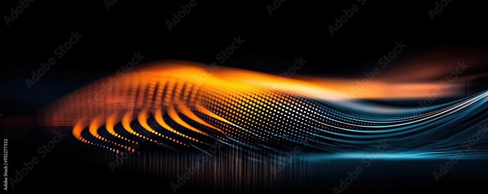 Poster Abstract colorful wave pattern on a dark background.