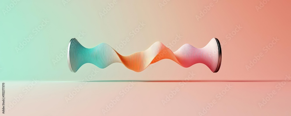 Fototapete abstract shape with smooth curves in vibrant gradient colors on a soft background.