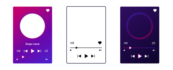 Interactive, colorful UI with essential audio player functions like pause, play, and repeat, designed for smooth operation on mobile and web. © Богдан Скрипник