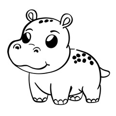 Baby Grumpy Pygmy Bouncy hippo doodle outline coloring imag