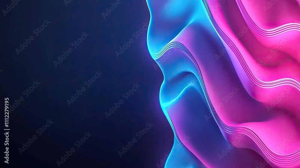 Poster Abstract colorful wave pattern on a dark background, dynamic and vibrant.