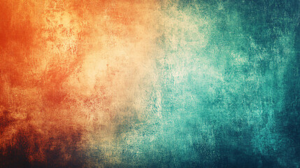 Obraz premium An abstract background blending warm orange and cool teal tones, with a textured appearance that captures attention, ideal for artistic projects and visual design.
