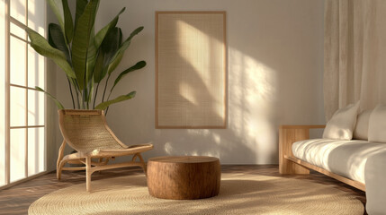 Modern living room with natural light and stylish decor