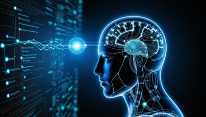 Obraz premium Artificial intelligence, Machine Robot Learning business, Internet Technology Concept