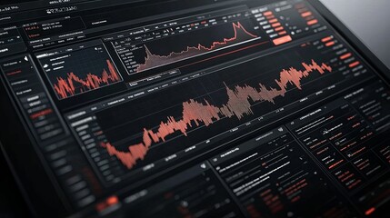 Computer Screen Displays Financial Market Data Graphs