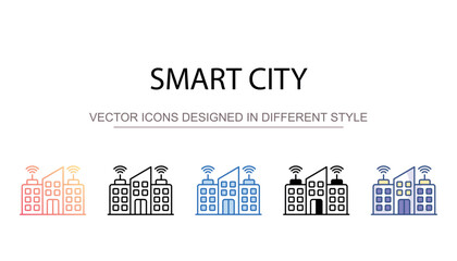 Smart City icon design with white background stock illustration