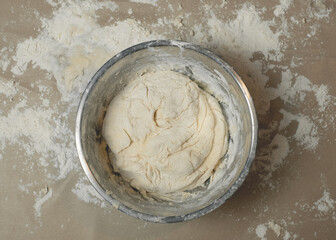 Bowl of freshly kneaded dough.