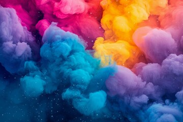 Fototapeta premium Colorful clouds swirl majestically in a cosmic dance of dreamlike hues. Generative AI