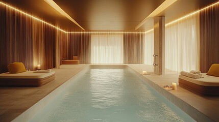 Serene Indoor Pool and Relaxation Area Design