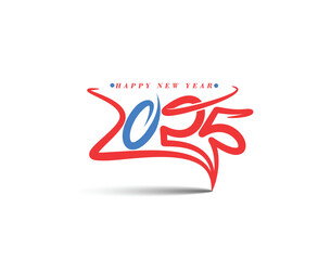 2025 Happy New Year Text Typography Design Element Flyer, Banner Poster Design.