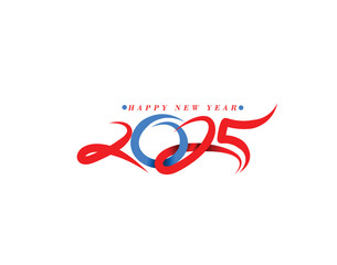 2025 Happy New Year Text Typography Design Element Flyer, Banner Poster Design.